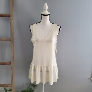 Who What Wear White Sleeveless Oversize Peplum Top Size S